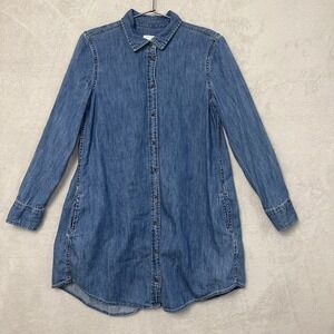 Equipment Femme Button Down Denim Dress Long Sleeve Pockets Size Small